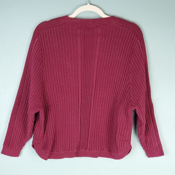 Amour Vert Ribbed Maroon Sweater Size Small - Picture 2 of 6